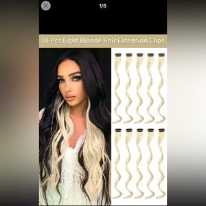 10 piece 16 inches long blonde beige clip in extensions